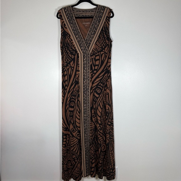 Soft Surroundings Ikaria Tribal Jersey Maxi Dress Size Tall Medium Sleeveless - Picture 1 of 10